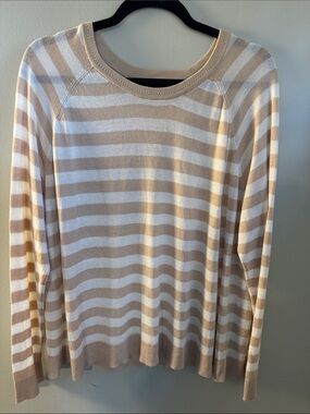 TORRID Striped Lightweight Knit Sweater Neutral Beige Cream Size 1X Plus Size